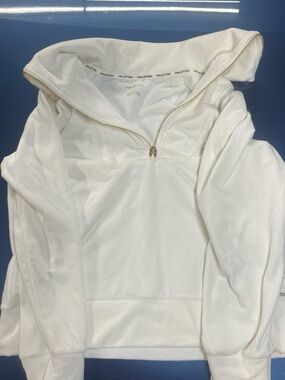 Halston Heritage White Half-Zip Hooded Pullover